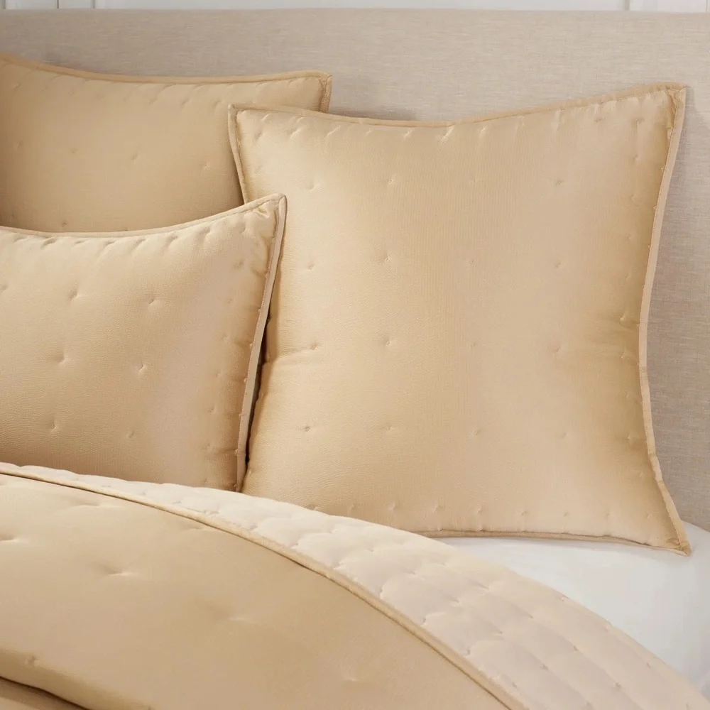 NWOT Donna Karan Home Hammered Silk Blend Quilt & Shams 5 Pc Set